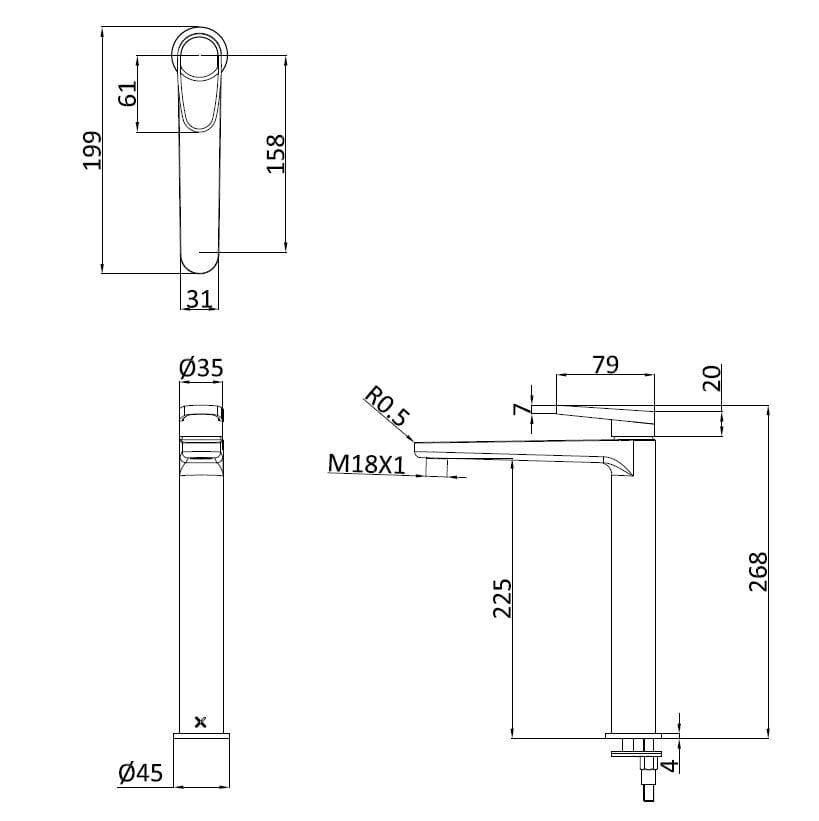 Высокий однорычажный смеситель для раковины CROSSWATER LAZO ARCH-00065858 - Вид №4