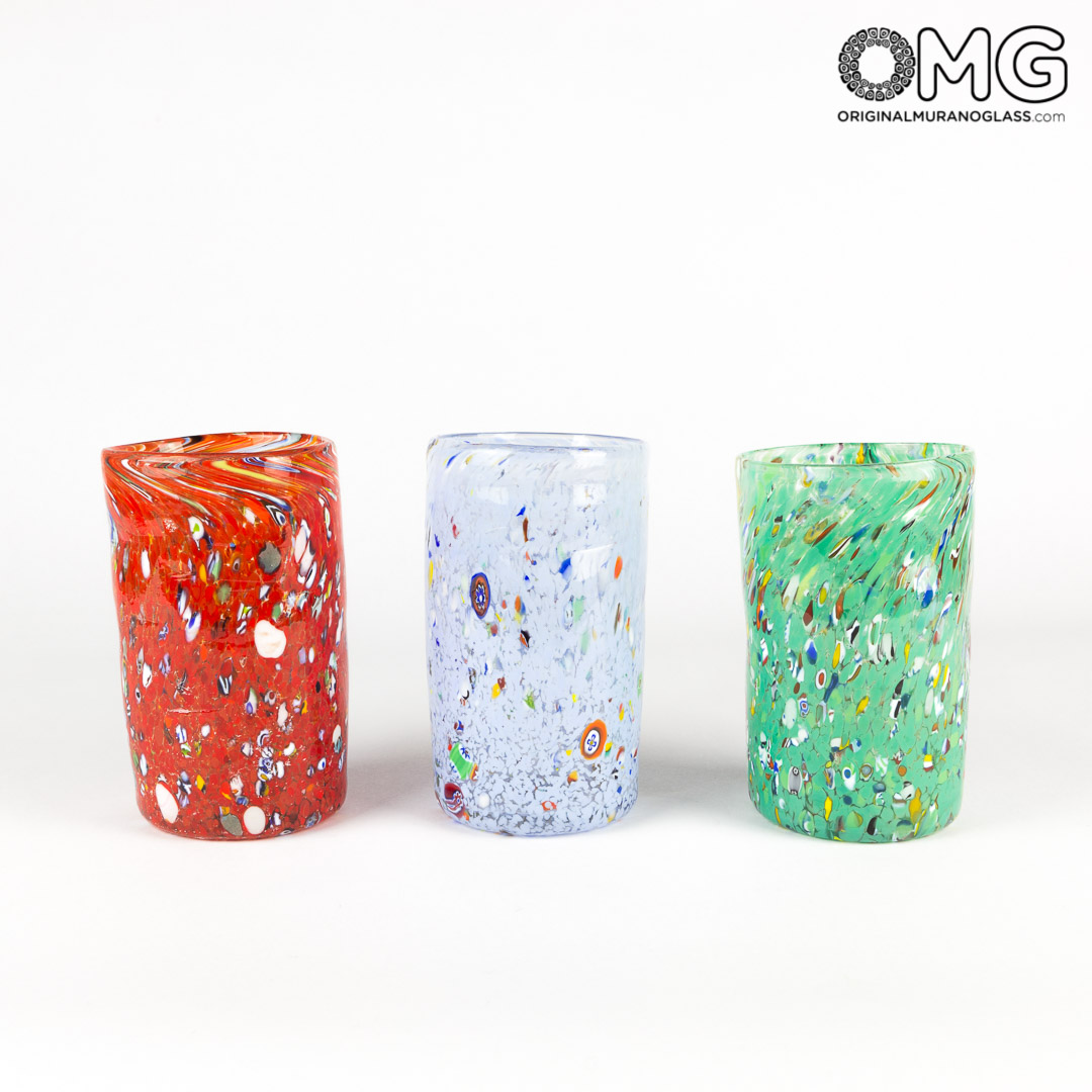 3197 ORIGINALMURANOGLASS Набор из 6 разноцветных стаканов - Pescheria - Goto - Original Murano Glass OMG 7 см  - Вид №1