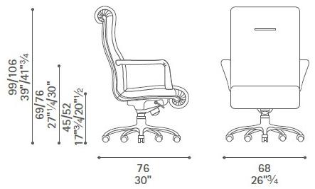 Poltrona Frau Кресло руководителя, обитое кожей, с 5 спицами и колесами L'ufficio - poltrone ufficio sun-id-1348861 - Вид №3