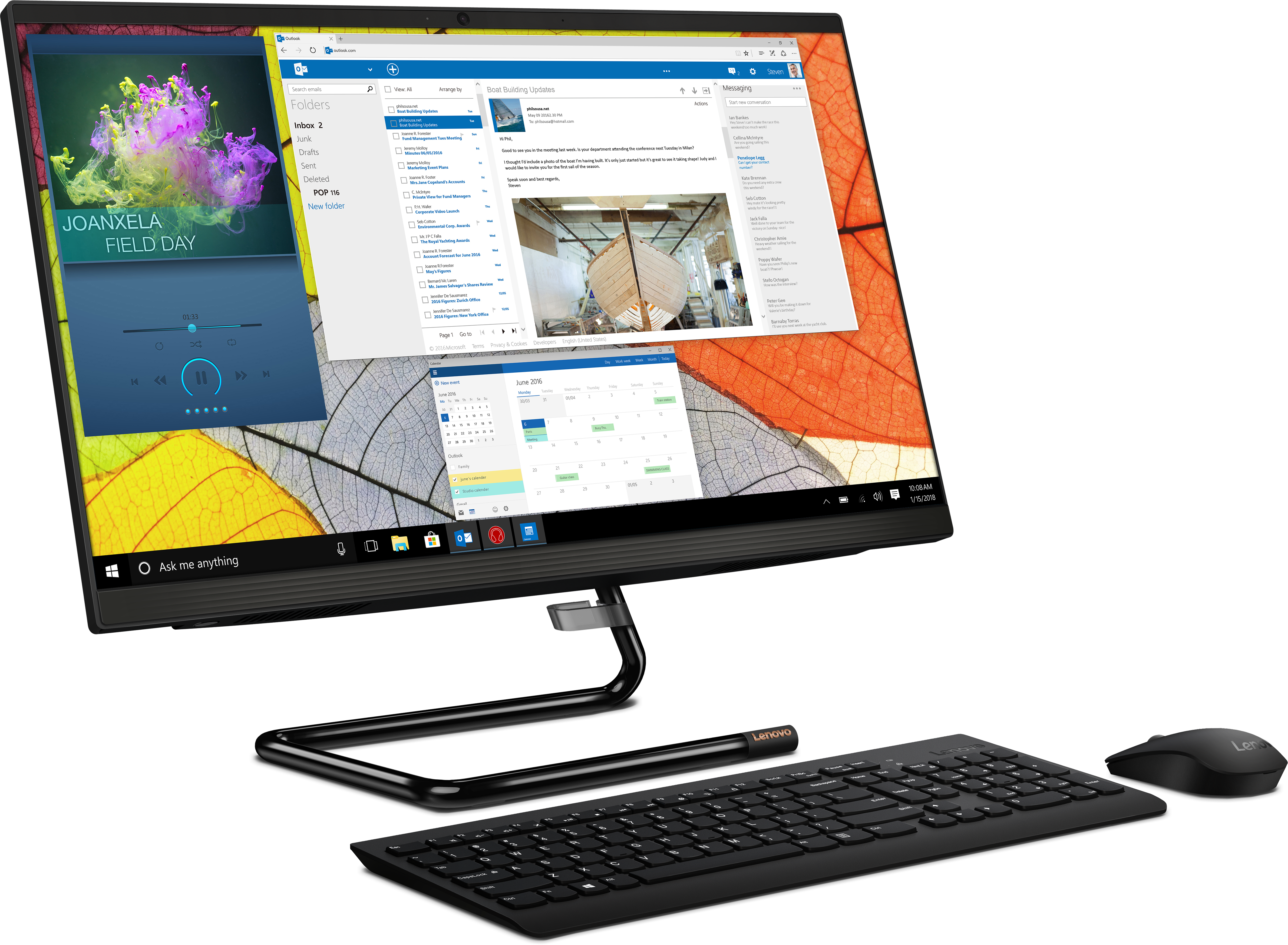 F0E7003TRK ideacentre aio a340-24igm 23.8"(1920x1080 ips)/intel pentium silver j5040(2ghz)/8192mb/512ssdgb/dvdrw/int:intel uhd graphics 605/bt/wifi/war 1y/5.87kg/black/dos + клавиатура, мышь usb Lenovo Santreyd  - Вид №3