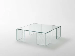Glas Italia Низкий квадратный журнальный столик из хрусталя Grid