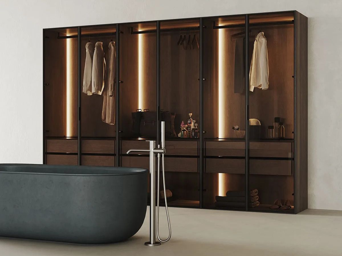 Модульный шкаф для ванной комнаты из МДФ со стеклянными дверцами Inbani слой ARCH-00073459 - Вид №7