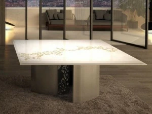 Unica by Tecnotelai Квадратный стол из стали и стекла Nastri