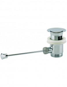 100300 000 00  Автоматический слив для умывальника, навинчивающийся, с вентилем, тяга горизонтальная, затяжка 40/48 мм Valentin Хром