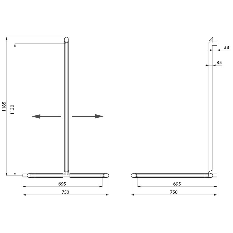 511949W Угловая ручка для душа Be-Line® со скользящей вертикальной частью DELABIE  - Вид №1