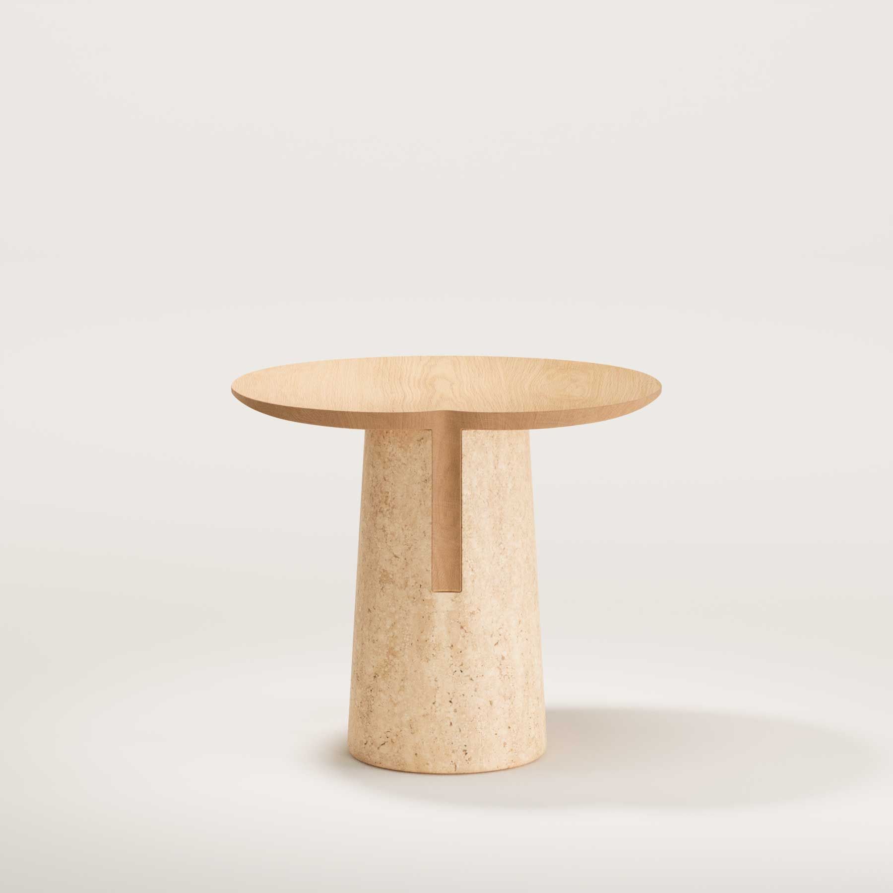 Высокий овальный журнальный столик из дерева и травертина Wewood Anchor ARCH-00147099 - Вид №6