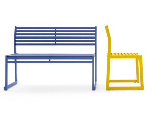 Штабелируемая металлическая скамья со спинкой