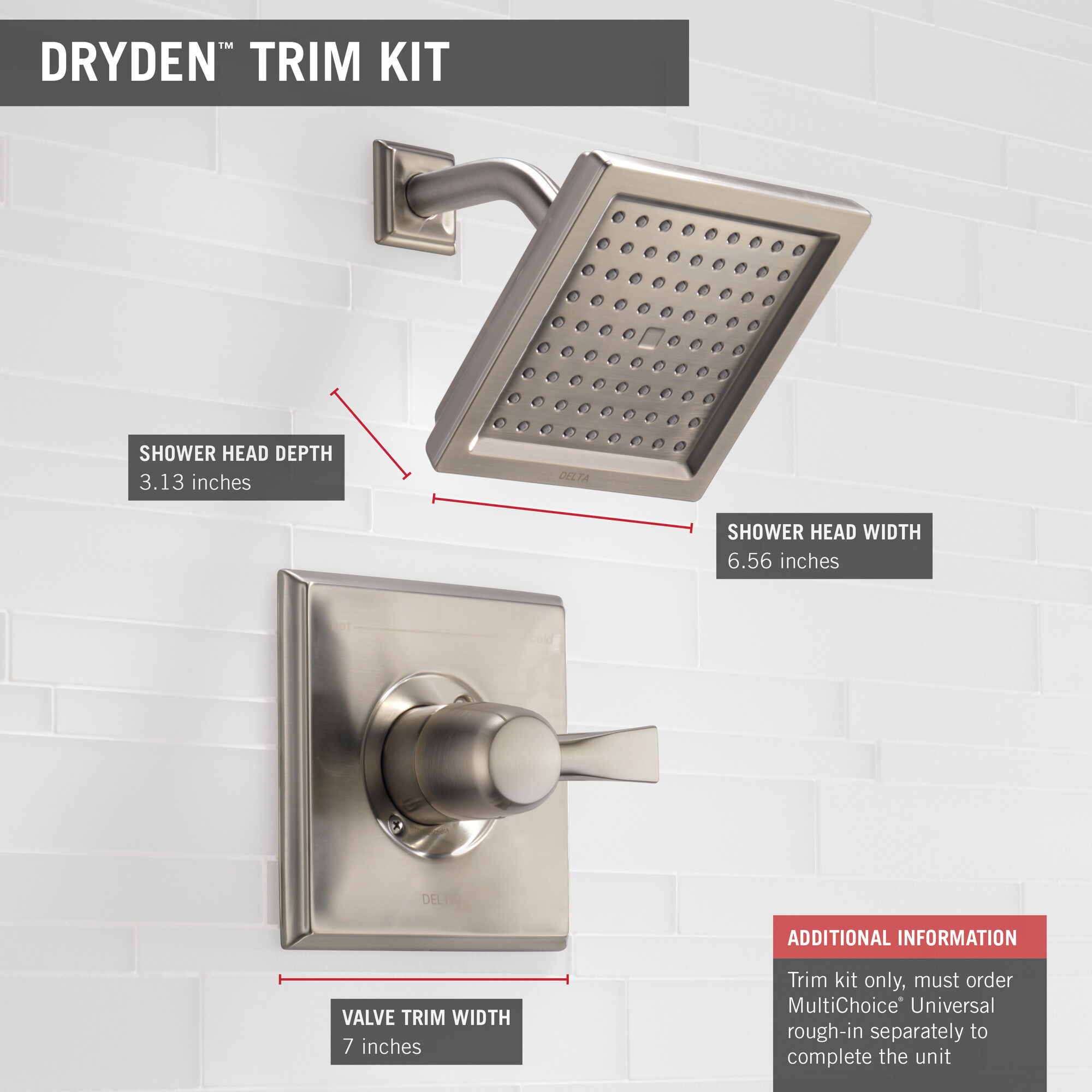T14251-SS Облицовка для душа Monitor® серии 14 Delta Faucet Dryden Нержавеющая сталь  - Вид №2