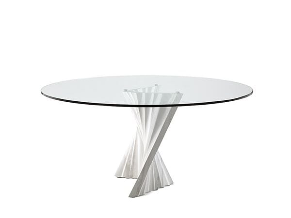 Круглый стол из хрусталя и мрамора Cattelan italia PLISSET ARCH-00090194