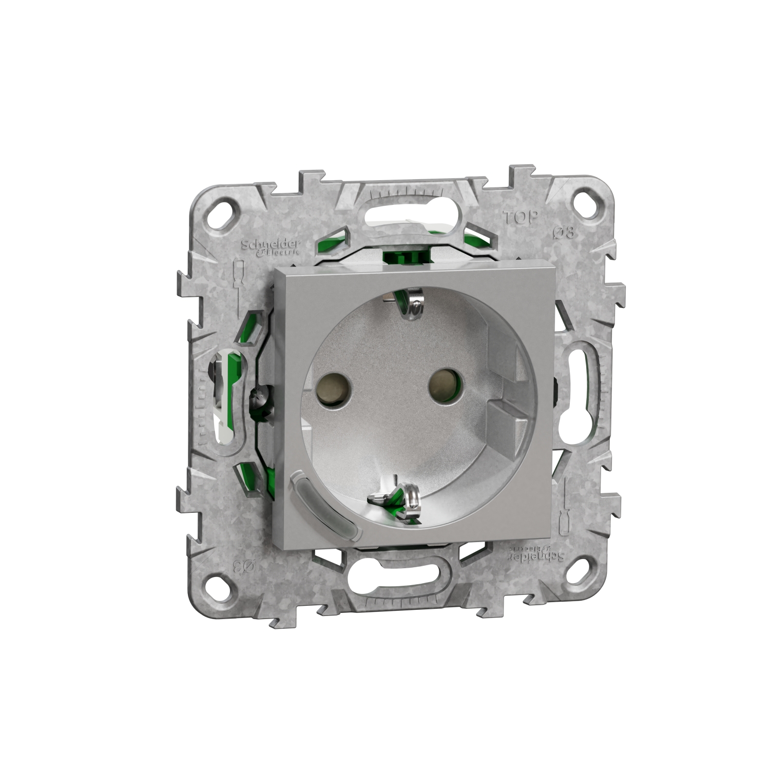 NU555730 WISER UNICA NEW РОЗЕТКА одиночная встраиваемая 16А, АЛЮМИНИЙ Schneider Electric New Unica 