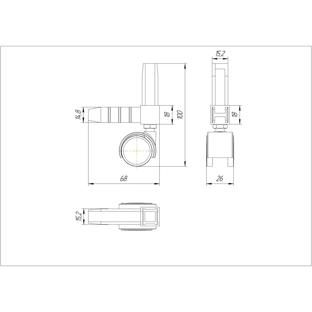 Santreyd Коннектор с колесной опорой для мебельных профилей 15×15 мм 82693912 STLM-0034280 - Вид №4