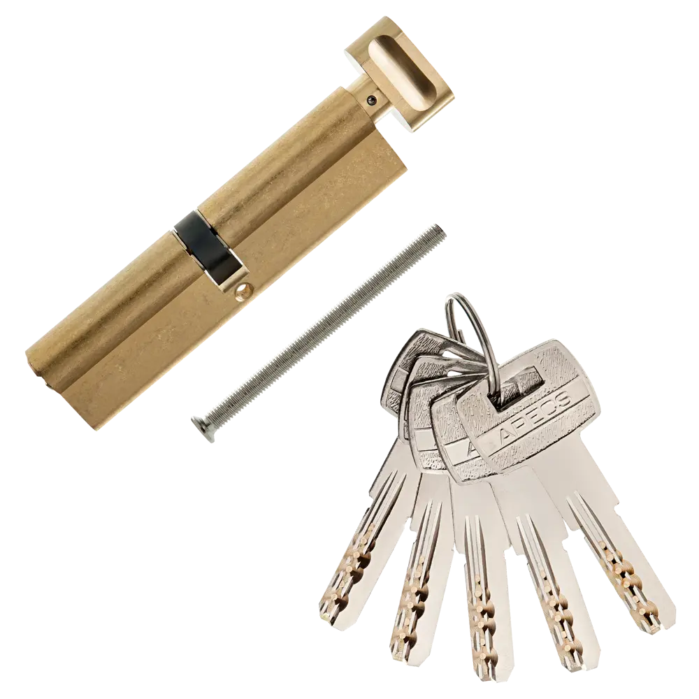 Цилиндр Apecs SM-120-C-G, 60x60 мм, ключ/вертушка, цвет золото ЦИЛИНДР APECS SM-120-C-G КЛ-ВЕРТ STLM-2105148 - Вид №1