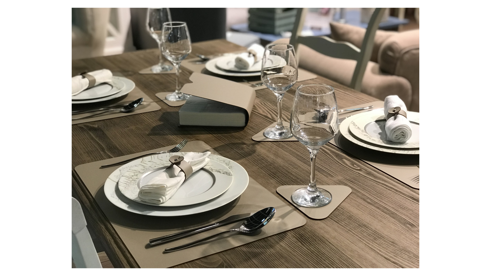 10646798 ADJ Треугольная подставка под бокалы двусторонняя 12х12см, капучино/шоколад Кожа искусственная  - Вид №5