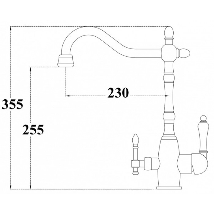 Zorg ZR 312 YF-33 Nickel Смеситель для кухни Zorg 355х230 мм  - Вид №2