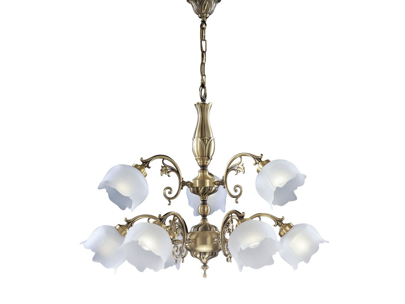 Люстра из матовой латуни с остеклением Possoni Illuminazione Белый ARCH-00150388 - Вид №1