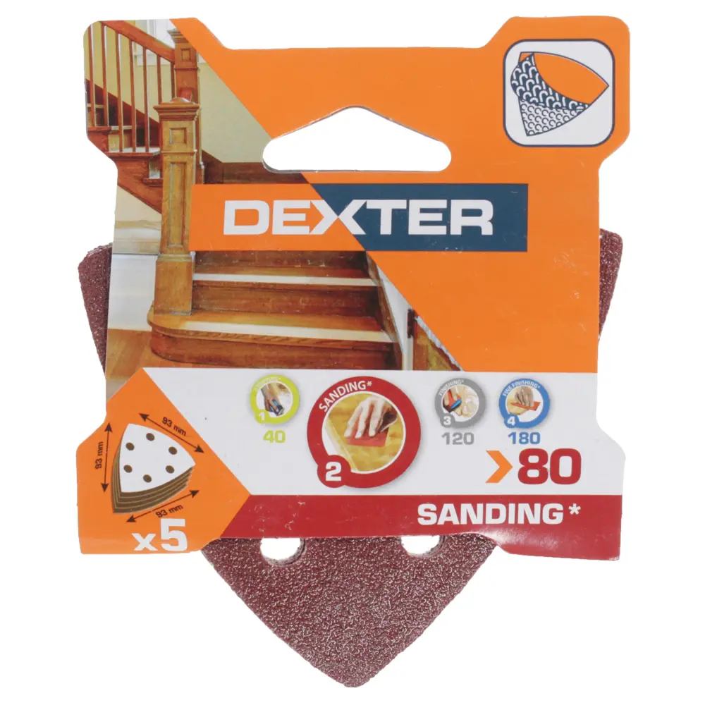 DEXTER Шлифовальные листы P80 для труднодоступных мест, 5 шт 18784069 STLM-0012693 - Вид №2