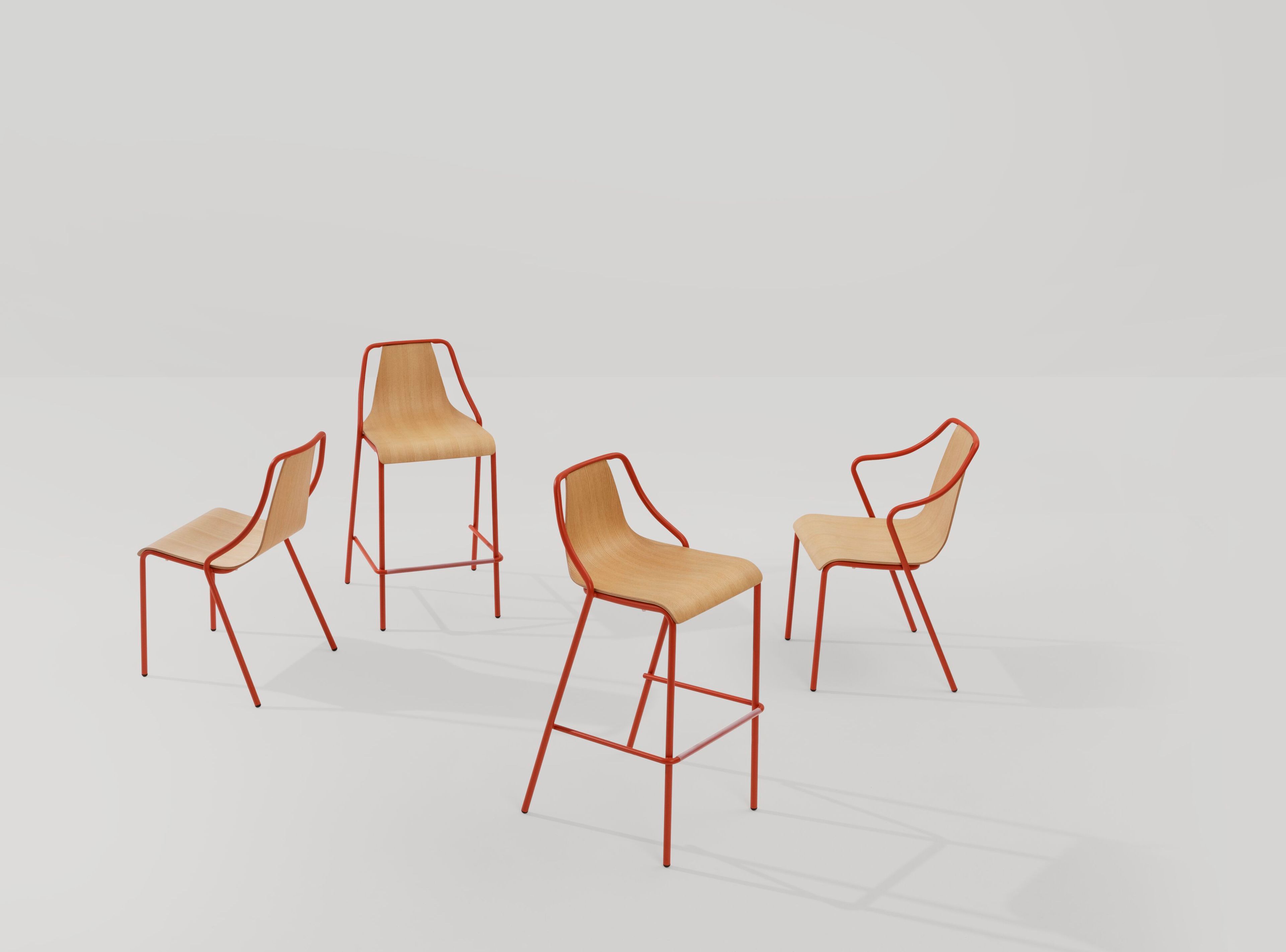 Штабелируемый металлический стул с деревянным сиденьем Midj ARCH-00009263 - Вид №1