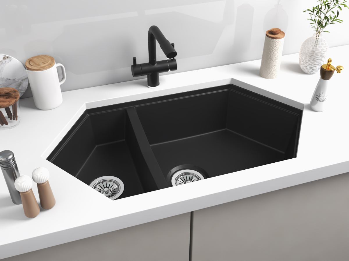 Кухонная мойка подстольного монтажа Creek Black KIT KRAKEN  - Вид №3
