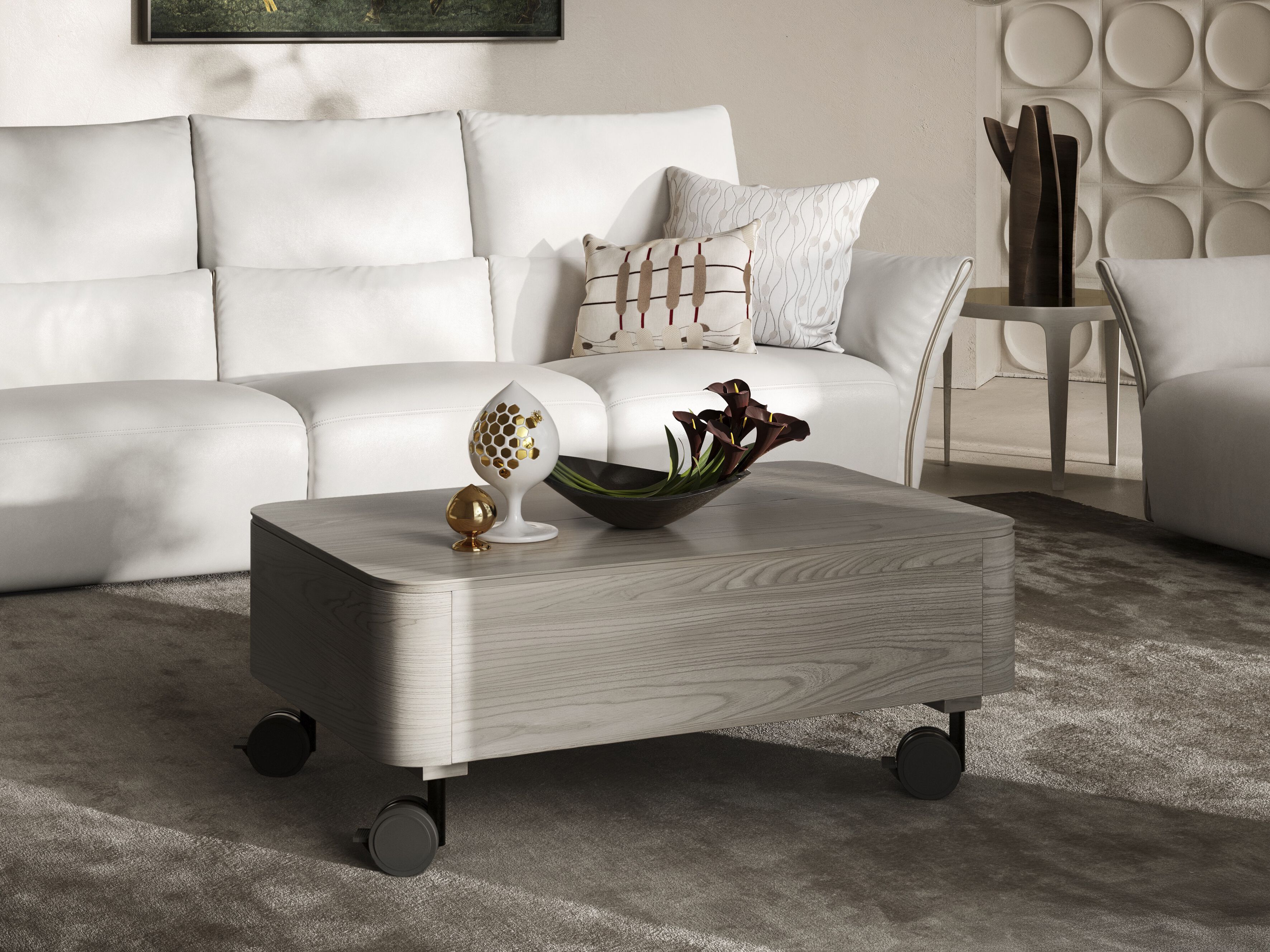 Деревянный журнальный столик с колесами и отсеком для хранения Natuzzi Italia SQUARE ARCH-00091390 - Вид №28