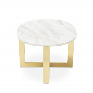 450277-18 ABHIKA Боковой столик GLORY H45 D60 WHITE/GOLD