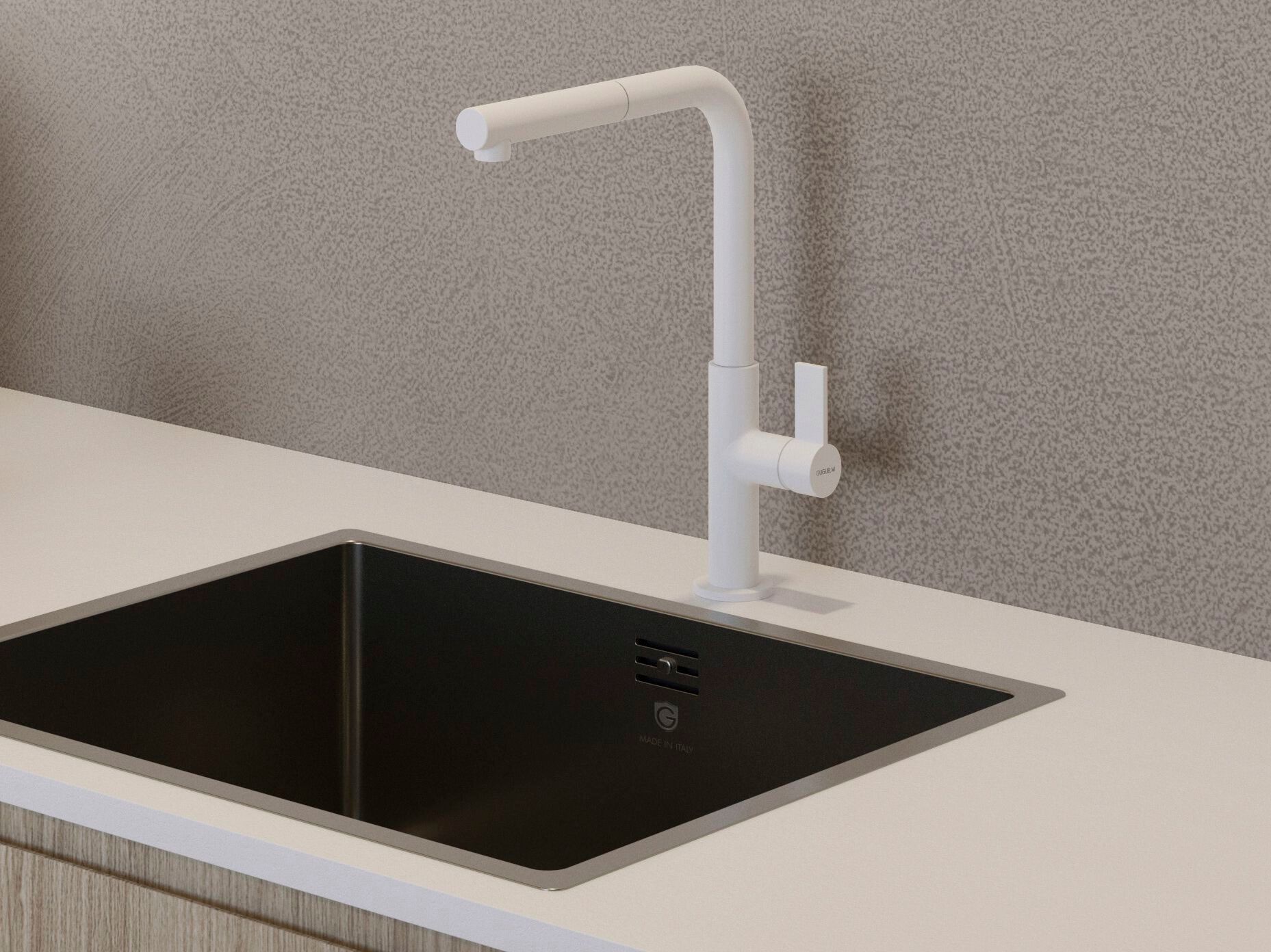 Однорычажный смеситель для кухни с выдвижным ручным душем GUGLIELMI RUBINETTERIE мягкий ARCH-00135496 - Вид №1