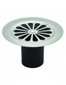 037000 000 00  Решетка для душевого желоба с горизонтальным или вертикальным выпуском, в комплекте трубка гидрозатвора, Д. 115 мм, нержавеющая сталь Valentin Сталь