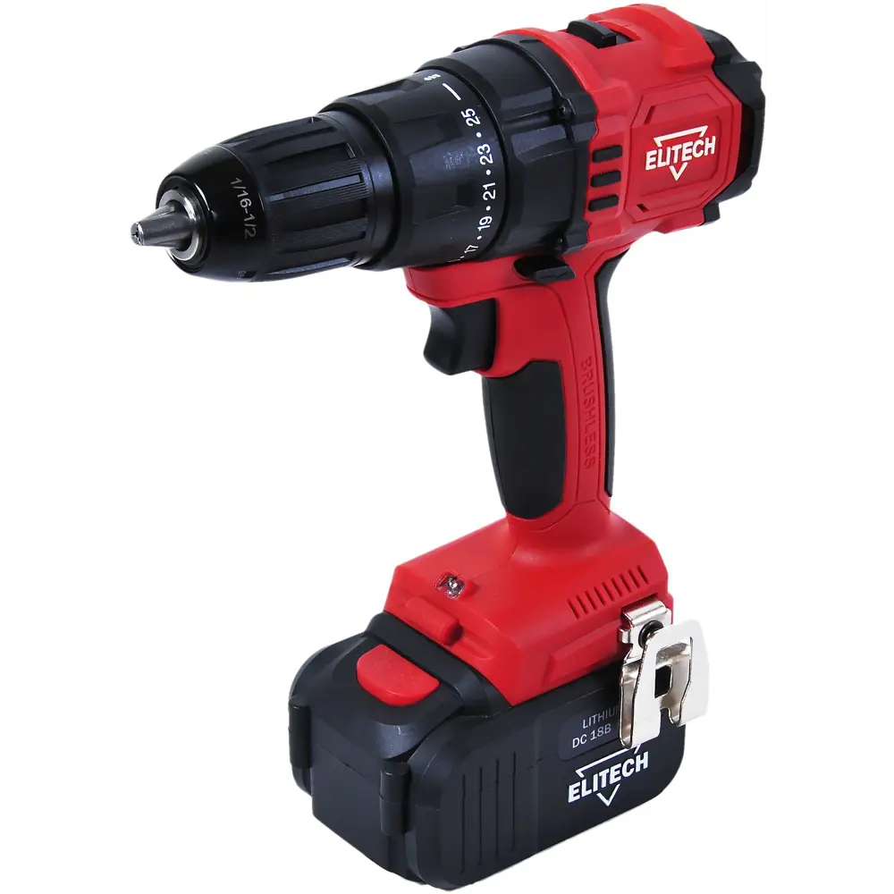 Дрель-шуруповерт аккумуляторная Elitech ДА 18БЛ2 E2201.011.02, 18 В Li-ion 2x4 Ач STLM-2093326