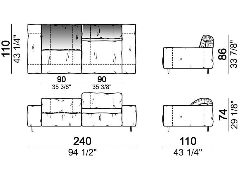 3-местный тканевый диван Arketipo CRAZY DIAMOND ARCH-00063265 - Вид №3