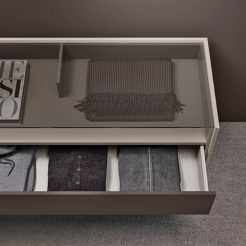 Деревянный и стеклянный комод со встроенными ручками Febal Casa Astrid ARCH-00100828 - Вид №1