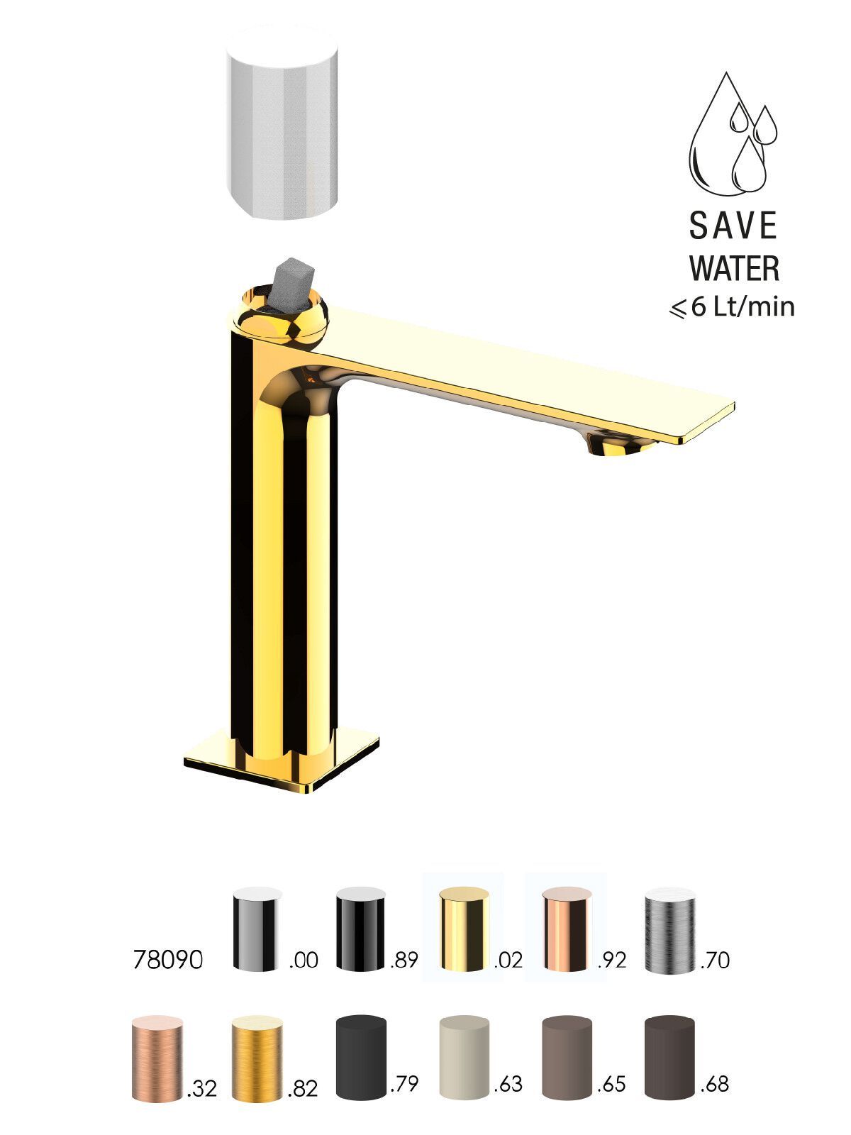Однорычажный смеситель для раковины с автоматическим сливом Rubinetterie Frattini Narciso S ARCH-00043114 - Вид №2