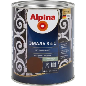 Грунт-эмаль по ржавчине 3 в 1 Alpina полуматовая цвет темно-коричневый 0.75 л