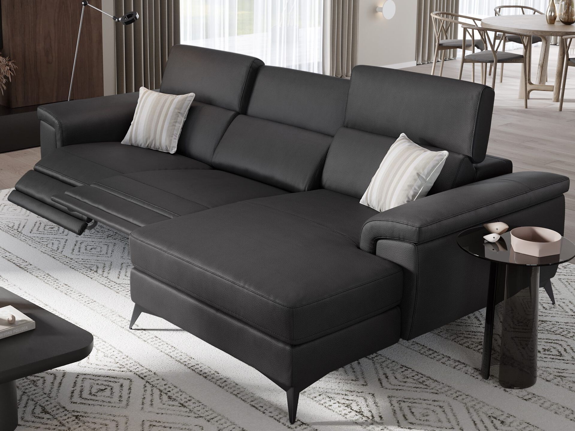 Кожаный диван с полуостровом Sofanella Amaro ARCH-00111949 - Вид №2