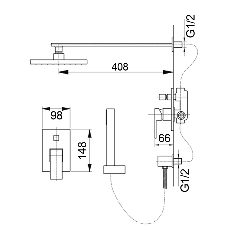 Душевая система Raiber R9505 скрытого монтажа R9505 Santreyd  - Вид №1
