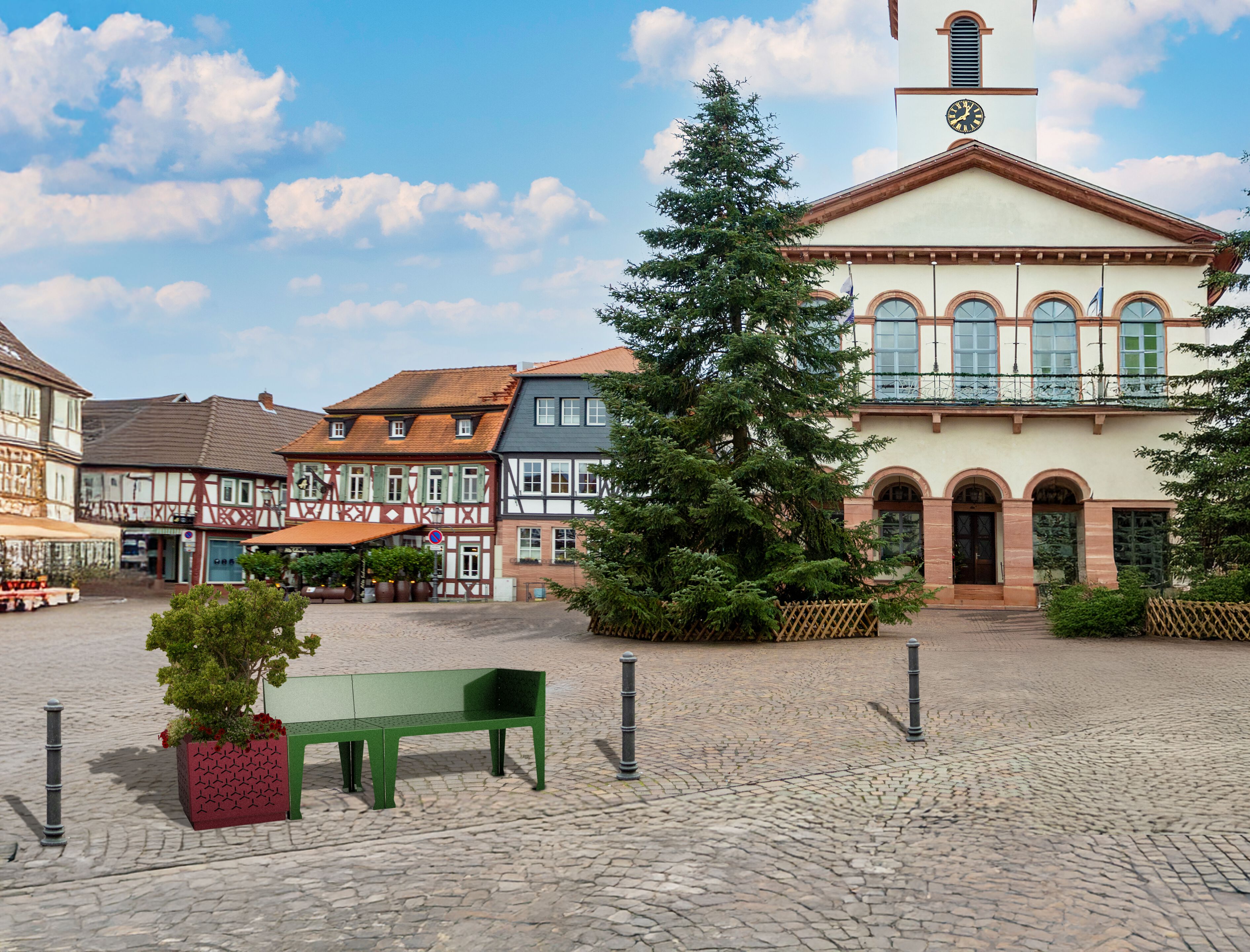 Стальная скамейка со встроенной плантатором со спинкой Studio Città Elvia ARCH-00007662 - Вид №1