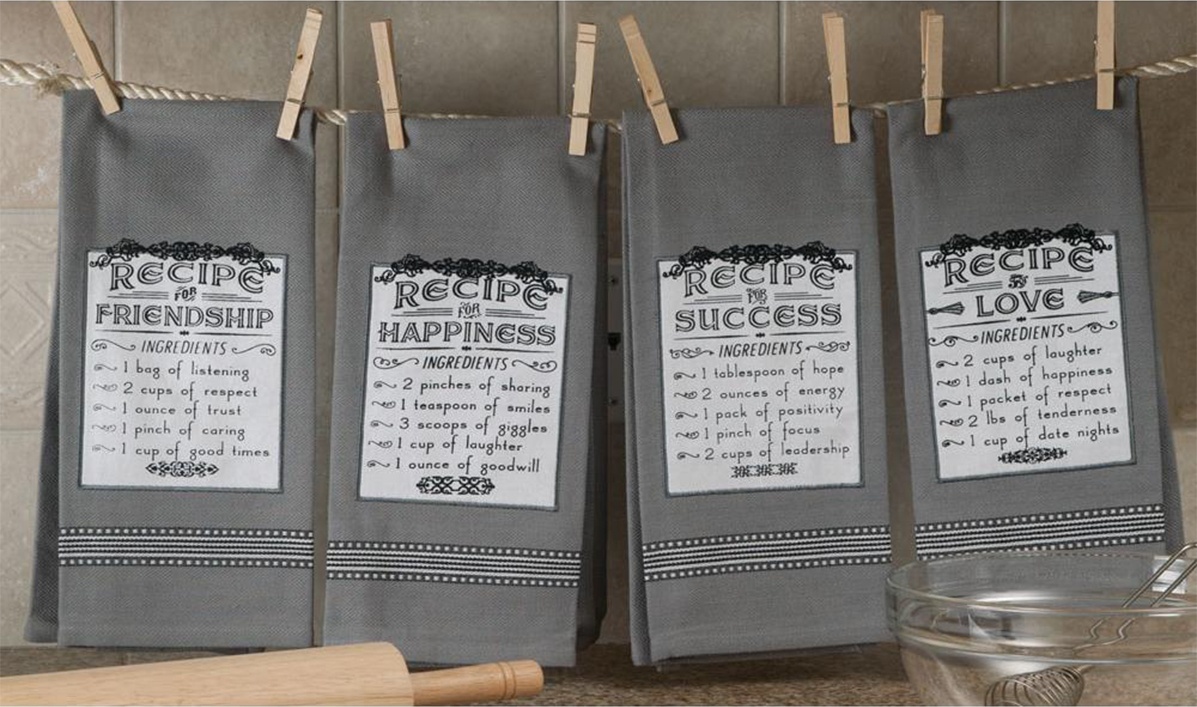 10614460 KAY DEE DESIGNS Полотенце кухонное Kay Dee Designs "Рецепты" (серый фон) Ткань 