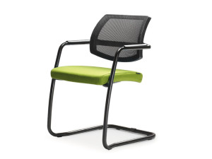 Сетчатый консольный штабелируемый стул с подлокотниками