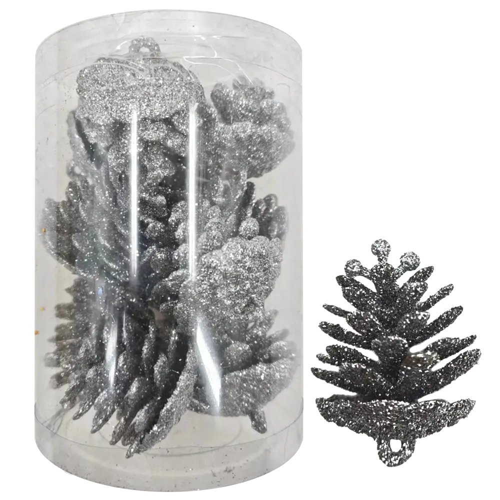 89381686 Украшение елочное Шишки серебряный 10 шт. STLM-1325332 Santreyd 