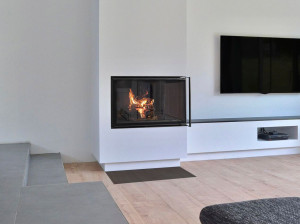 Стальной угловой дровяной камин