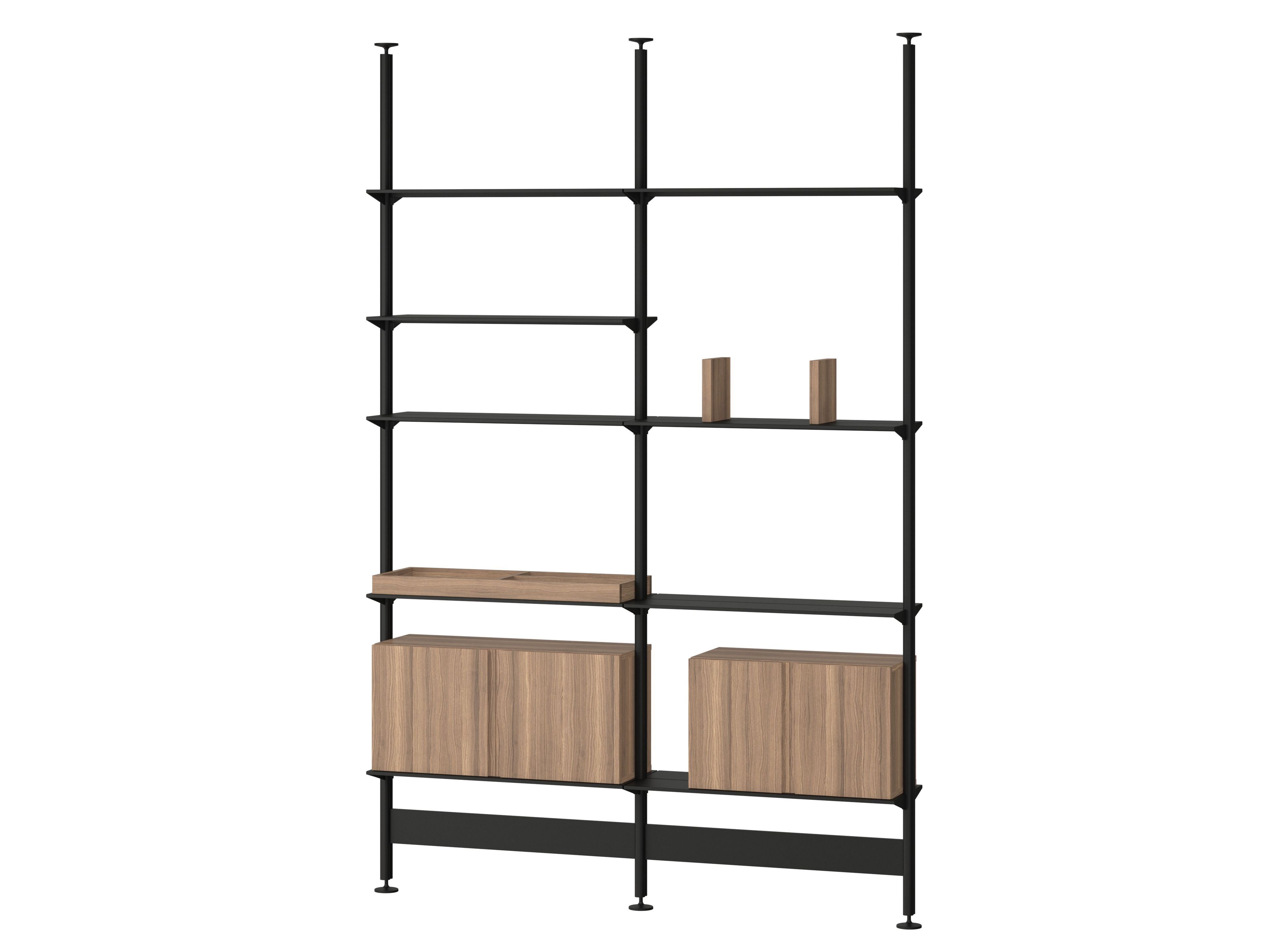 Книжный шкаф из алюминия и дерева с креплением пол-потолок String Furniture Pira ARCH-00102553