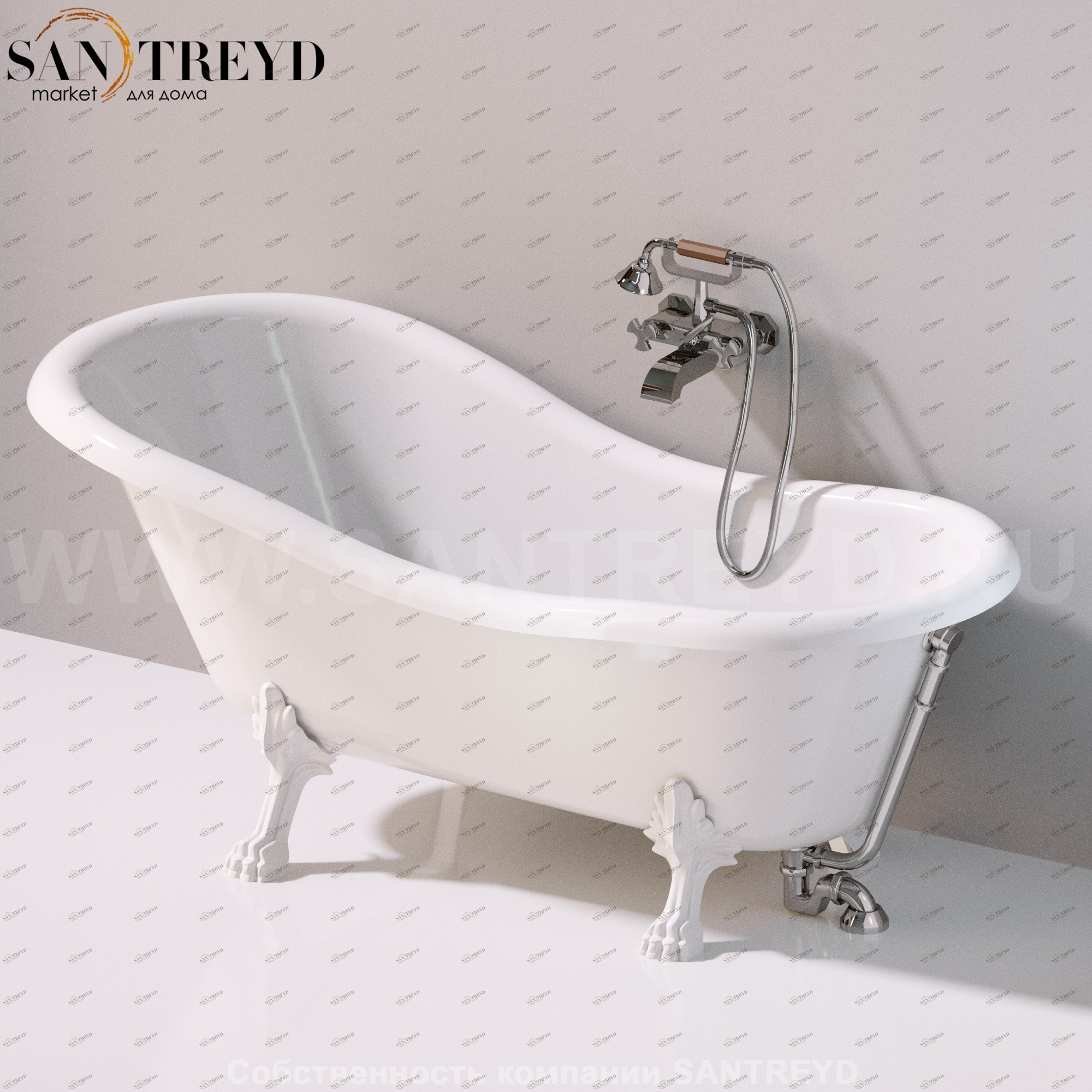 Flaminia EVERGREEN Ванна свободностоящая 170 см с белыми ножками EG170.9016 Ceramica Flaminia EG1709016