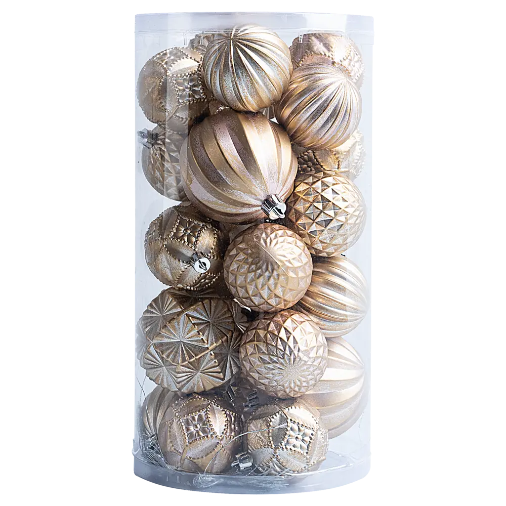 Набор ёлочных шаров KREAFORTA золотисто-жёлтые 24 шт, диаметр 6-8 см 89420563 STLM-1583426 - Вид №1