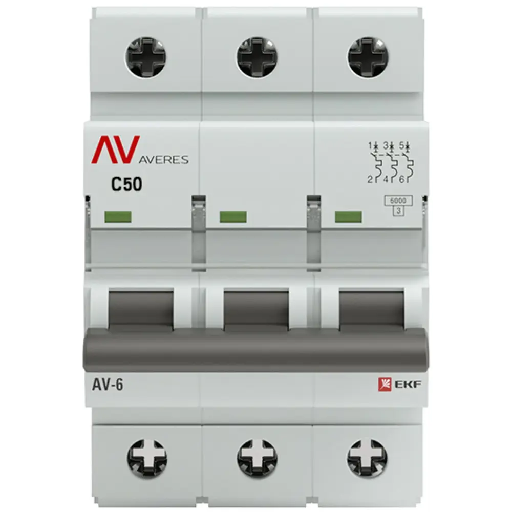 Автоматический выключатель EKF AV-6 3P 50А для защиты электросетей 84579891 STLM-0052253 - Вид №1
