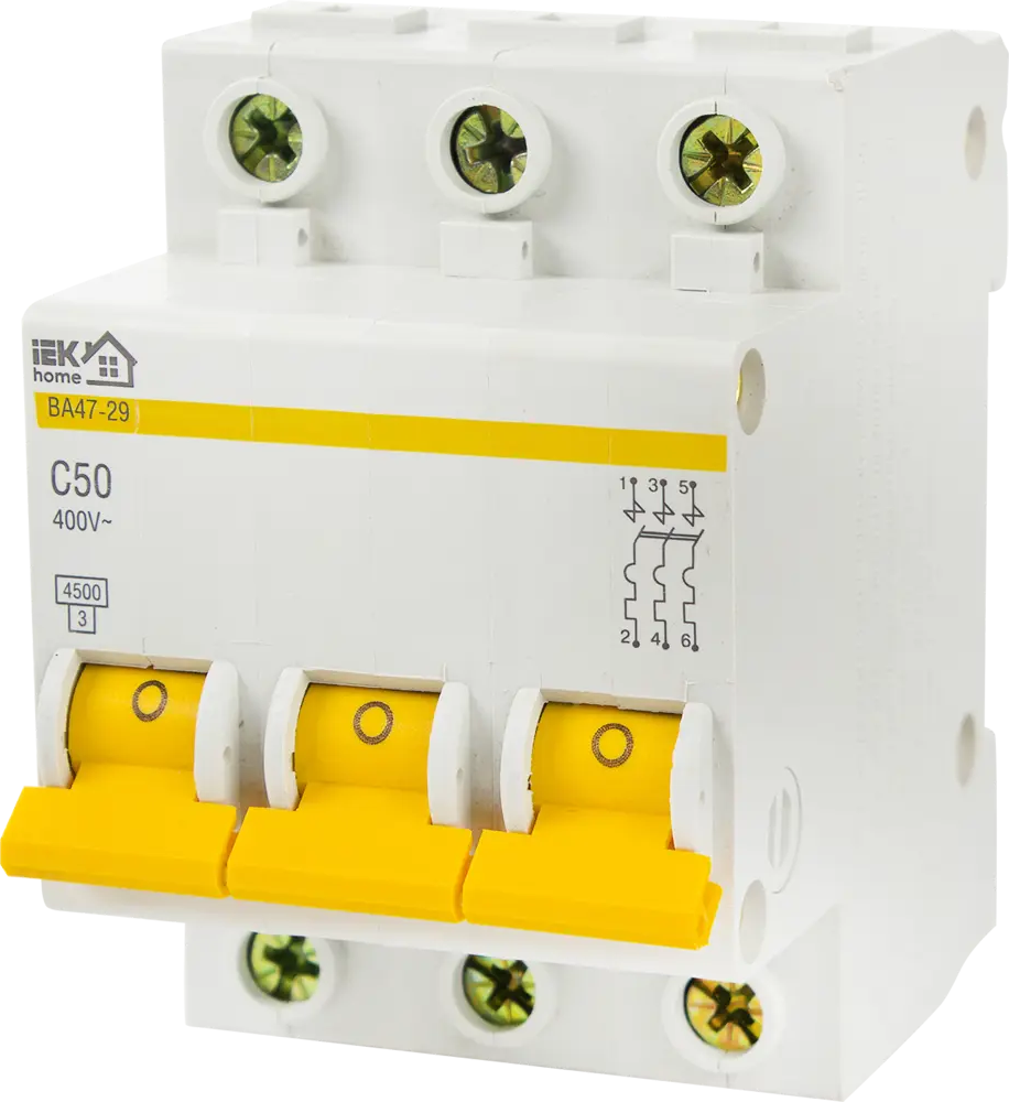 Автоматический выключатель IEK Home ВА47-29 3-полюсный 50А 18072483