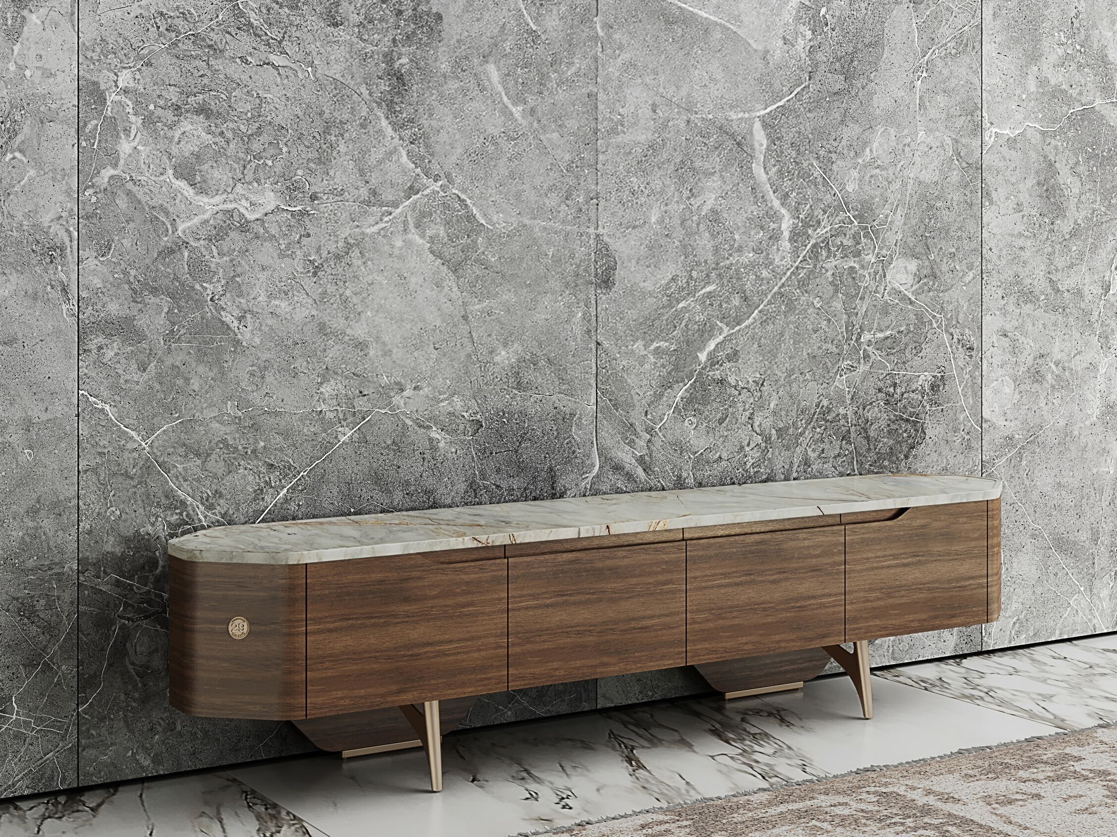 Мадия из ореха Каналетто и мраморная вершина 29 MILANO Ground ARCH-00043887