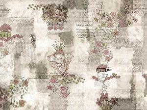 GLAMORA Виниловые обои с цветочным мотивом и надписью Stripes & squares