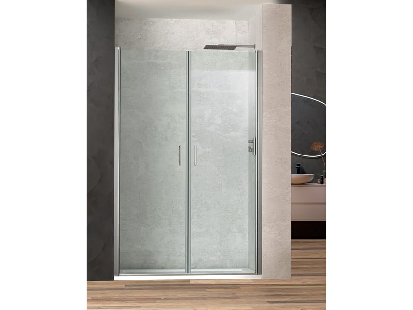 Хрустальная ниша душевая кабина с распашной дверью Metidea платина ARCH-00080050