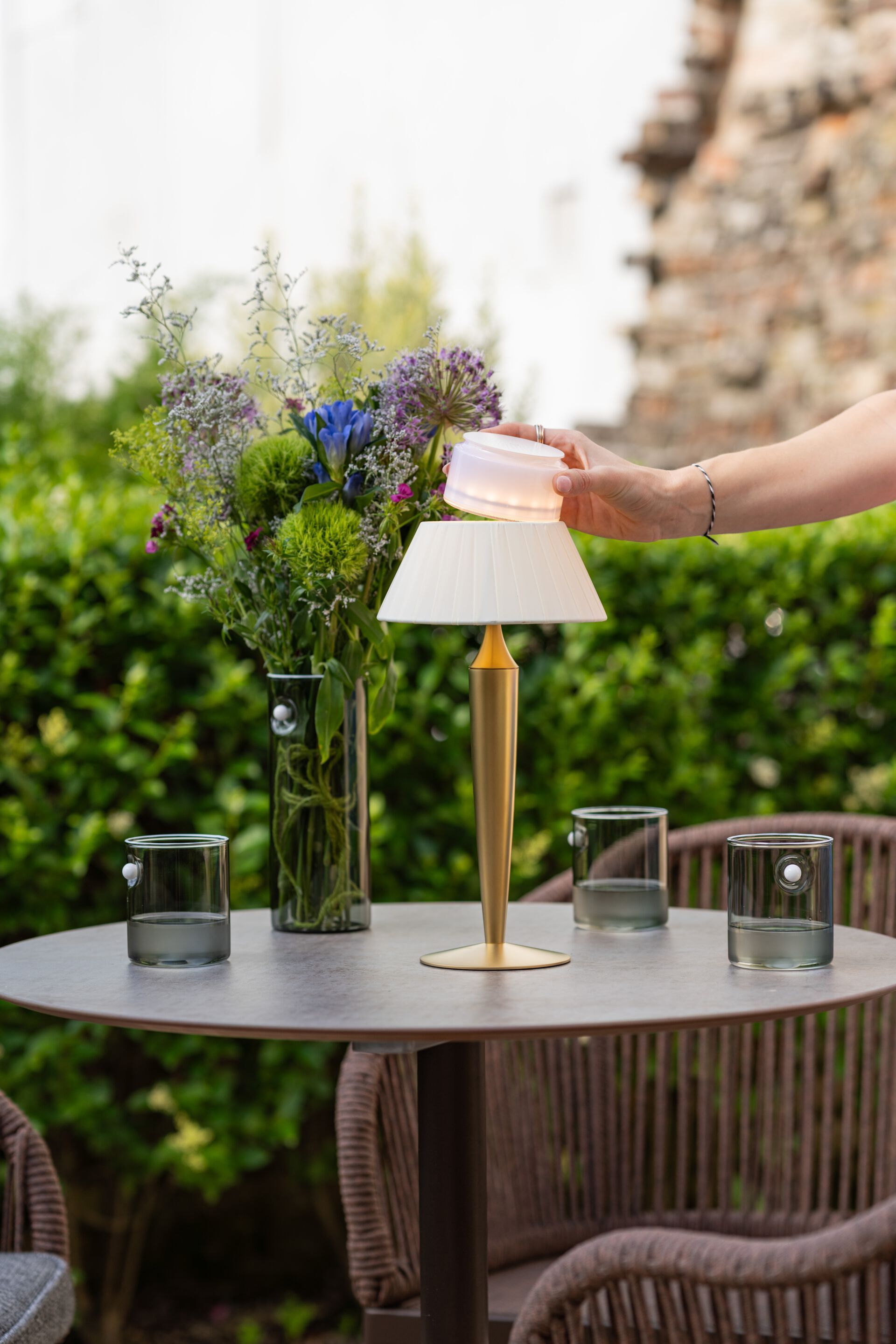 Алюминиевая и тканевая аккумуляторная настольная лампа Zafferano FLAMINIA ARCH-00069797 - Вид №3