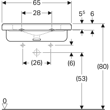 128666000 Раковина Geberit Renova Comfort Square, безбарьерная Geberit  - Вид №32