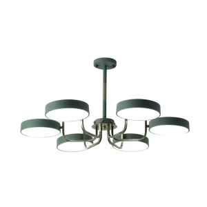 Люстра на штанге светодиодная Lamplandia Borca Green L1313-6 с пультом, 20 м², регулируемый белый свет, цвет зеленый