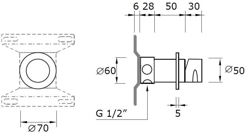 MINA Настенный однорычажный смеситель для раковины на 2 отверстия из нержавеющей стали Giotto G2750+7450 - Вид №2